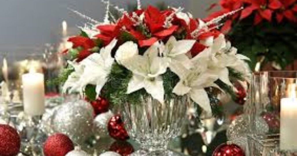 Christmas Centerpieces with Candles and Flowers